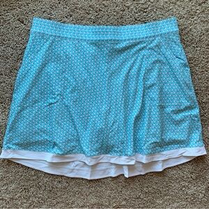 Peter Millar Golf Skort XL Blue Wine Glasses Cocktail Print Pockets Lined UPF 50